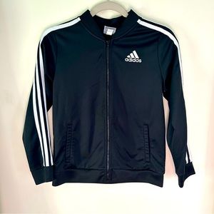 Girls Adidas zip up jacket, sweatshirt, size XL, 14-16, black and white